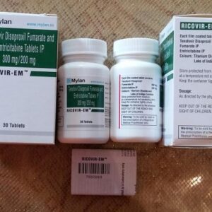 Ricovir EM Emtricitabine (200mg) + Tenofovir Disoproxil Fumarate (300mg)  Tablet